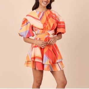 Petal and Pup Cutlet Cutout Puff Sleeve Mini Dress Size M